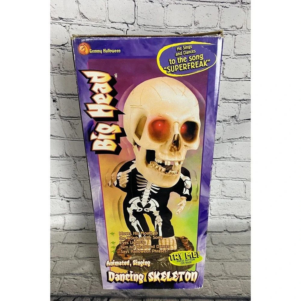 Vintage‎ *Video* Rare 2001 Gemmy Big Head Dancing Skeleton Super Freak Halloween